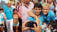 Mesmo preocupada com a saúde da mãe, dona Alda, Xuxa vai à caminhada, no Leblon, com Leonardo e
Fernanda, que têm síndrome de Down. Após o evento, o carinho com um fã. - Blad Meneghel