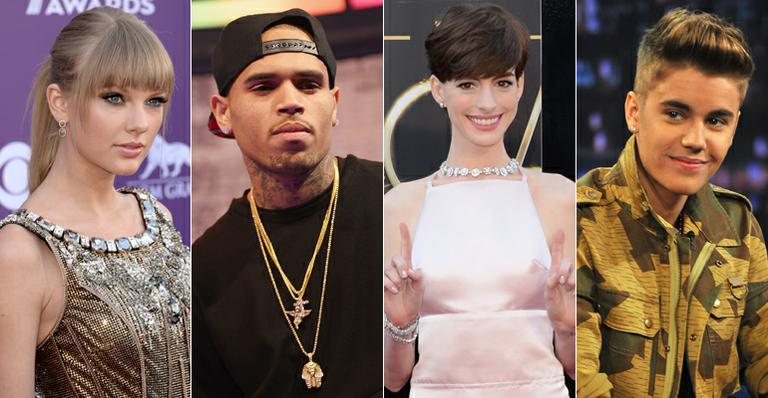 Taylor Swift, Chris Brown, Anne Hathaway e Justin Bieber - Getty Images