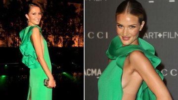 As tops Solange Wilvert e Rosie Huntington-Whiteley escolheram o mesmo vestido verde da Gucci para brilhar em bailes de gala - Foto-montagem