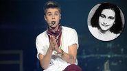 Justin Bieber diz que gostaria de ter tido Anne Frank, a judia morta no Holocausto em 1945, como sua fã - Fotomontagem