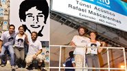 Cercada pelos filhos Thomaz e João Velho, Cissa participa da reinauguração do Túnel Acústico, na Gávea, agora com nome de Rafael, seu caçula morto em acidente no local em 2010. - André Muzell/AgNews