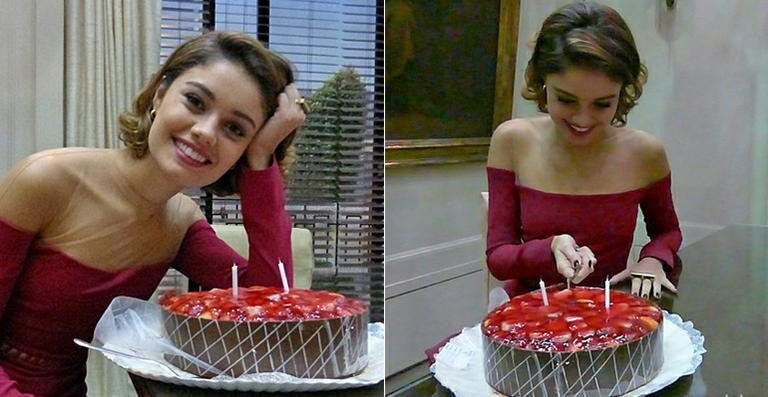 Sophie Charlotte festeja o seu aniversário no estúdio de 'Sangue Bom' - Reprodução / TV Globo