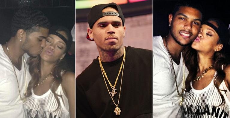 Chris Brown e as fotos de Rihanna com Justin LaBoy - Getty Images/ Reprodução Twitter