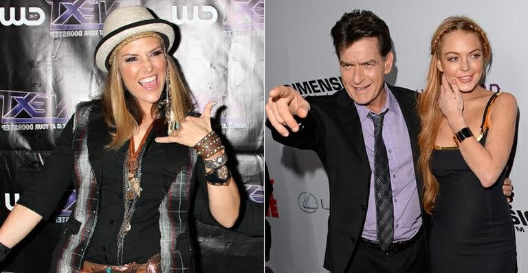 Brooke Mueller e Charlie Sheen com Lindsay Lohan - Getty Images