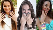 Lurdinha (Bruna Marquezine), Ju (Agatha Moreira) e Sheila (Lucy Ramos) com as unhas decoradas - Reprodução / TV Globo