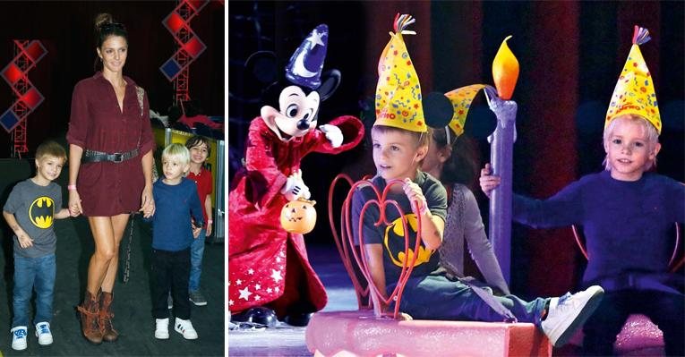 A alegria de Francisco, Fernanda e João no Disney On Ice, no Rio. De chapéu com orelhas do Mickey, os meninos
em brincadeira na pista de patinação. - Roberto Filho/AgNews