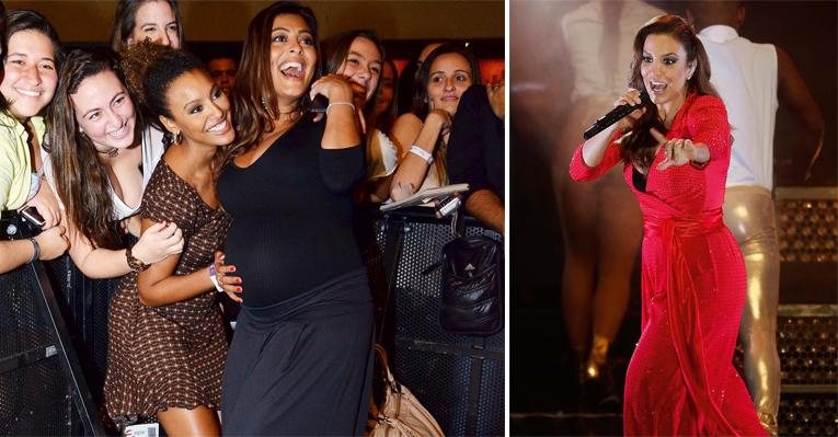 Ao lado de Sheron Menezzes, Juliana, com barriga de 7 meses de Antônio, se empolga no show de Ivete Sangalo.
Baiana incendeia o Rio com turnê Real Fantasia. - -