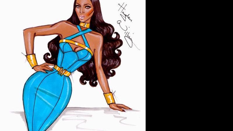 Naomi Campbell retratada em ilustração de Hayden Williams - Reprodução/Facebook