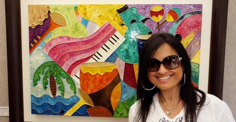 Em Miami, a artista plástica Rosy Fonseca confere o Coconut Grove Arts Festival. - -