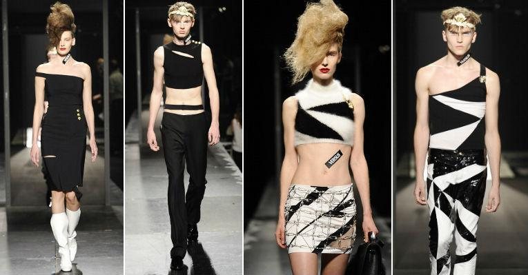 O estilista JW Anderson diz que a coleção que assinou para a Versus Versace tem peças para um guarda-roupa compartilhado entre homem e mulher - Foto-montagem