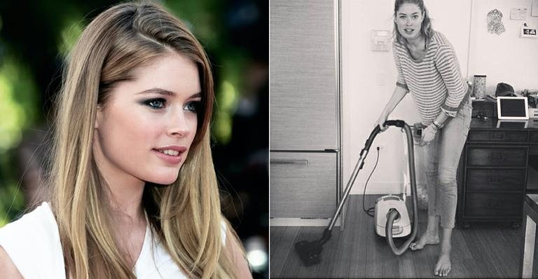 Hora da faxina! Doutzen Kroes passa aspirador de pó em sua casa - Fotomontagem