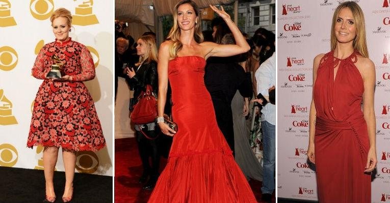 Inspire-se no vestido vermelho das celebridades - Foto-montagem