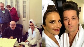 Ivete Sangalo com o diretor Bruno Barreto e com Marcelo Serrado nos bastidores de 'Crô' - Instagram/Reprodução