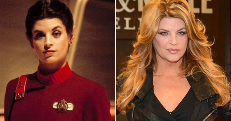 Kirstie Alley como Lt. Saavik em 'Star Trek II: The Wrath of Khan', em 1982... e hoje em dia - Fotomontagem