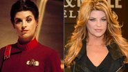 Kirstie Alley como Lt. Saavik em 'Star Trek II: The Wrath of Khan', em 1982... e hoje em dia - Fotomontagem