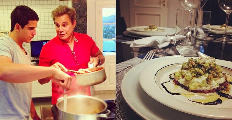 Edson Celulari e o filho, Enzo, se divertem na cozinha - Reprodução / Instagram