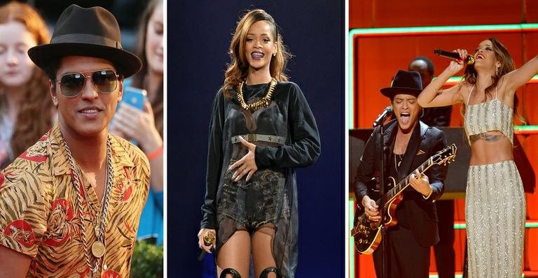 Rihanna e outros famosos prestaram solidariedade ao cantor Bruno Mars, que perdeu a mãe no último sábado, dia 1 - Getty Images/Foto montagem