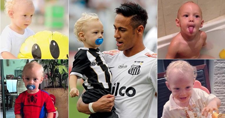 Neymar com o filho Davi Lucca - Fotomontagem