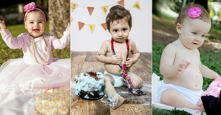 Um doce colorido, um bebê e muita farra. Esse é segredo dos chamados Smash The Cake, ensaios onde o grande barato é "destruir" um bolo de aniversário - Lais Guadanhim, Elaine Regina e Materna Photos