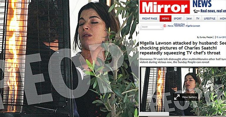 Fotos mostram Nigella Lawson sendo agredida pelo marido em um restaurante de Londres - Reprodução