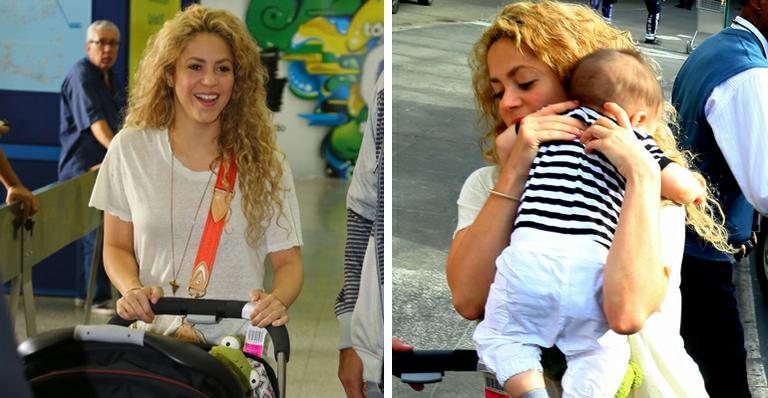 Shakira chega ao Brasil acompanhada do filho, Milan - Marcello Sa Barretto/AgNews