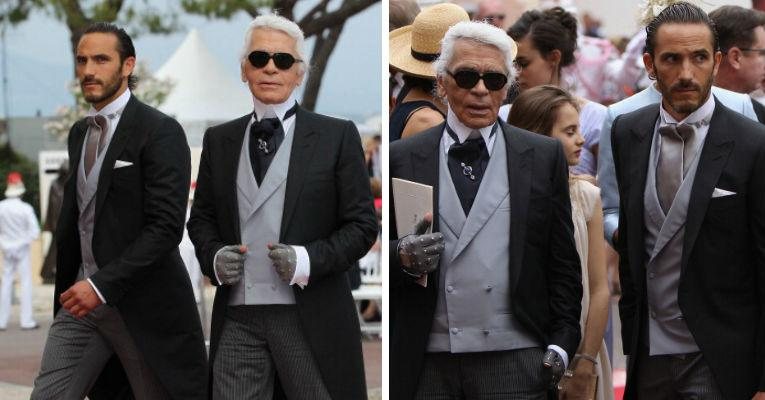 Karl Lagerfeld contrata seu guarda-costas para nova campanha de moda masculina - Foto-montagem