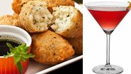 Aprenda a fazer um bolinho de arroz ao roquefort e o drink Cosmopolitan - Foto-montagem