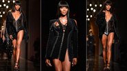 Naomi Campbell na passarela da Versace - Foto-montagem/ Getty Images