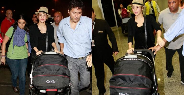 Shakira e Milan em aeroporto do Rio de Janeiro - Delson Silva / AgNews