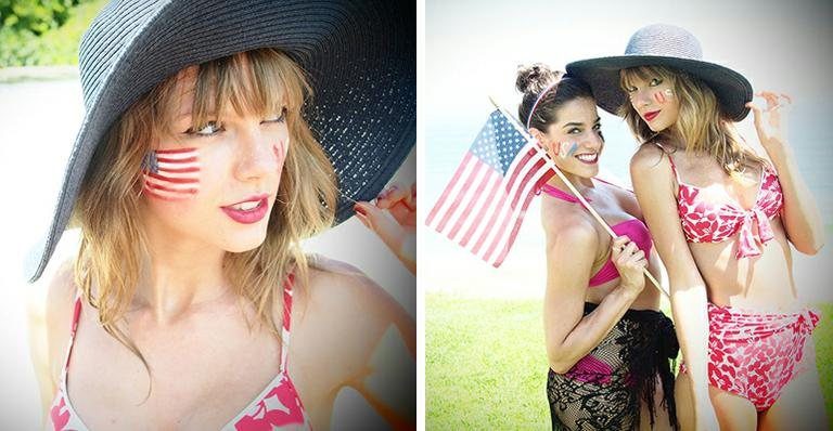 Taylor Swift aproveita o feriado do Dia da Independência ao lado dos amigos em praia dos Estados Unidos - Divulgação