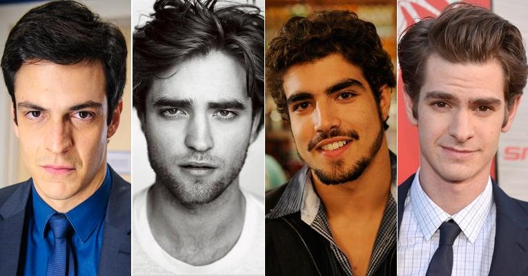 Maetus Solano, Robert Pattinson, Caio Castro e Andrew Garfield têm sobrancelhas grossas. Saiba como fazer a sua! - Fotomontagem