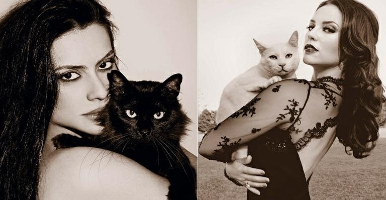 Cleo Pires, com o gato negro, e Paolla participam da campanha promovida pela AMPARA em prol de animais rejeitados e abandonados - Jacques Duqueker