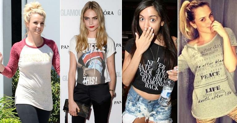 Famosas usam camisetas fashionistas - Foto-montagem