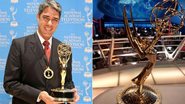 William Bonner segura o troféu do Emmy 2011 pelo Jornal Nacional - Divulgação/TV Globo