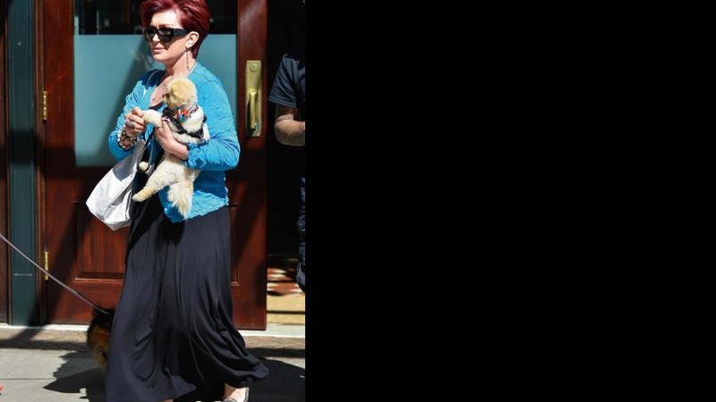 Entretida com seu cãozinho Mr. Chips, Sharon Osbourne passeou tranquila pelas ruas de NY. - Krieger/Bauer-Griffin/Honopix