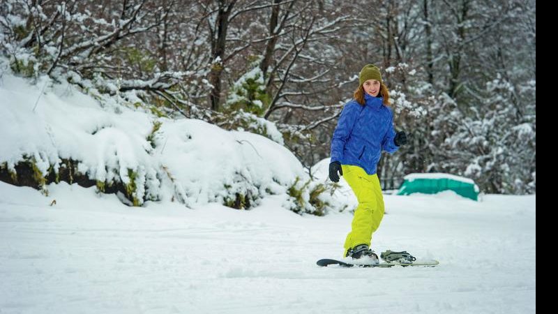 Juliana Boller mostrou ter garra e determinação ao se aventurar no snowboard. - Martin Gurfein