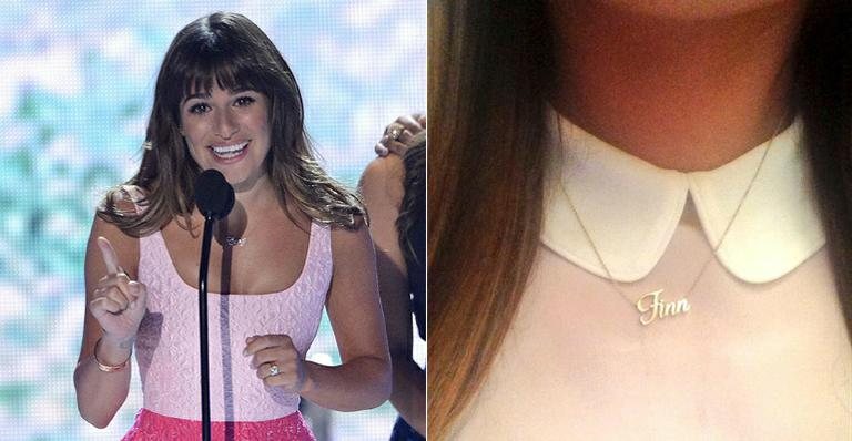 Lea Michele usa colares com nome de Cory e de Finn - Reprodução