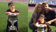 Gerard Piqué mostra fotos de Milan com troféu - Reprodução/Facebook