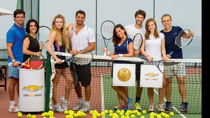 Os jogadores Jorge, Izabella, Nanda, Fábio, Priscila, Gustavo, Alice e Anderson no Torneio CARAS/Pré Pro-AM US Open, no Rio. - Cadu Pilotto e César Alves