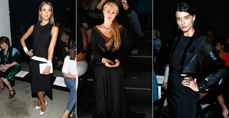 Vestidos preto na primeira fila da NYFW - Foto-montagem