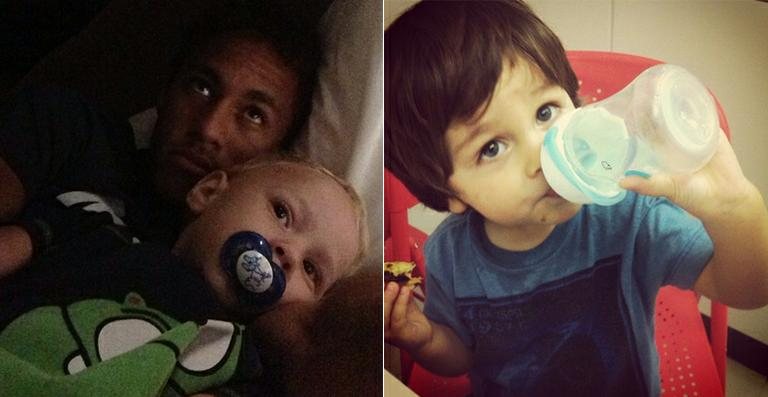 Neymar com Davi Lucca; Vicente, filho de Ricardo Pereira - Reprodução / Instagram