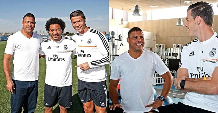 Ronaldo visita seu ex-clube na Espanha e se encontra com Cristiano Ronaldo e Bale - Divulgação/Real Madrid