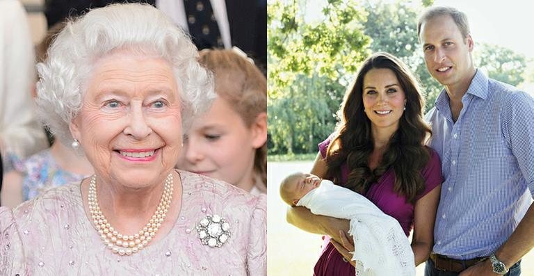 Rainha Elizabeth II; príncipe George, Kate Middleton e príncipe William - Arquivo CARAS