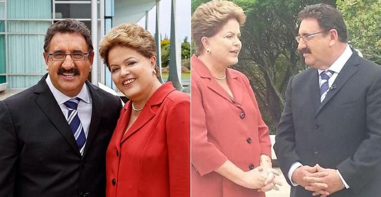 Ratinho grava entrevista com presidente Dilma Rousseff em Brasília - Instagram/Reprodução e Twitter/Reprodução