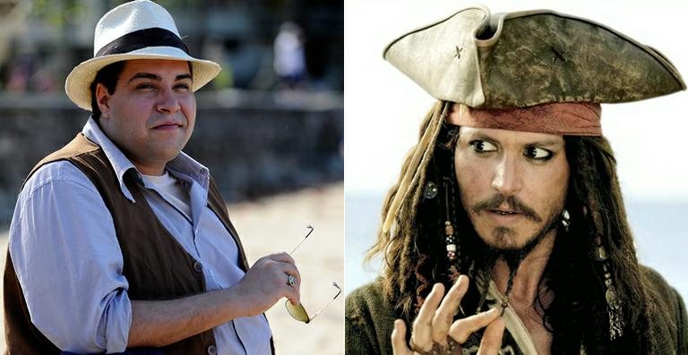 Tiago Abravanel e o personagem Jack Sparrow - Reprodução / TV Globo e Google