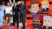 Jurados do The Voice Brasil são transformados em bonecos de papel - Reprodução / TV Globo