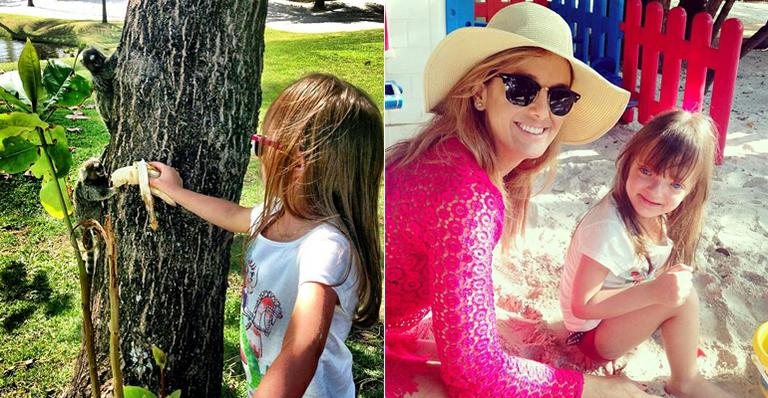 Rafaella Justus alimenta saguis com banana em parque - Instagram/Reprodução