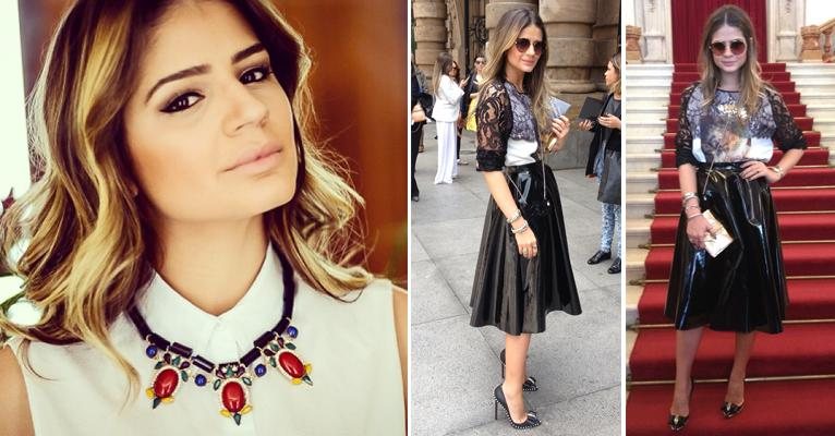 Thássia Naves apareceu com look preto e branco e um ar rocker - Reprodução Instagram/ Caras Online