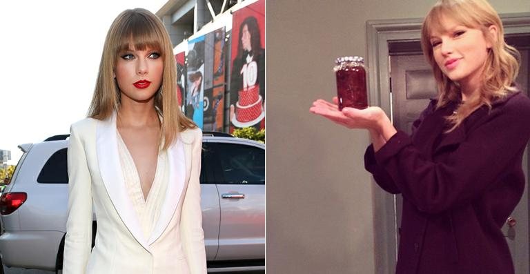 Taylor Swift posa com a geleia feita por um amigo - Instagram symonrayner/ Reprodução