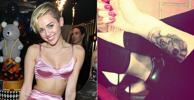 Miley Cyrus faz tatuagem com o rosto de sua avó, Loretta - Getty Images; Reprodução / Twitter @MileyCyrus